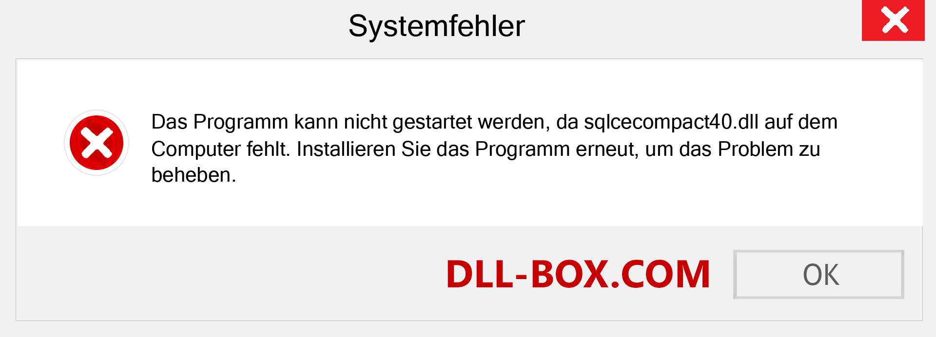 sqlcecompact40.dll-Datei fehlt?. Download für Windows 7, 8, 10 - Fix sqlcecompact40 dll Missing Error unter Windows, Fotos, Bildern